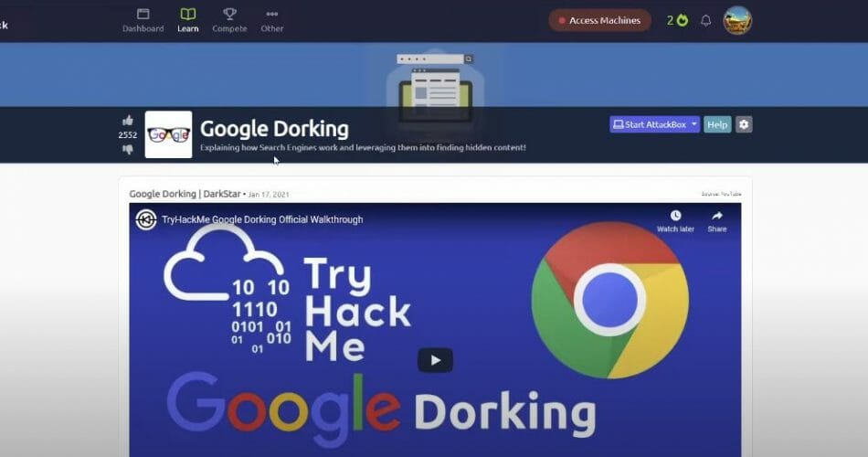 Using Google For Information Gathering | TryHackMe Google Dorking