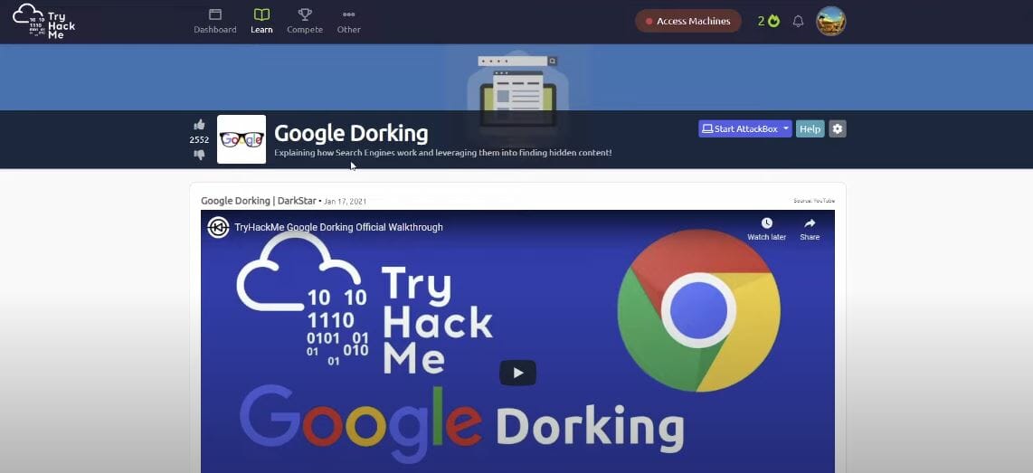 Using Google For Information Gathering | TryHackMe Google Dorking
