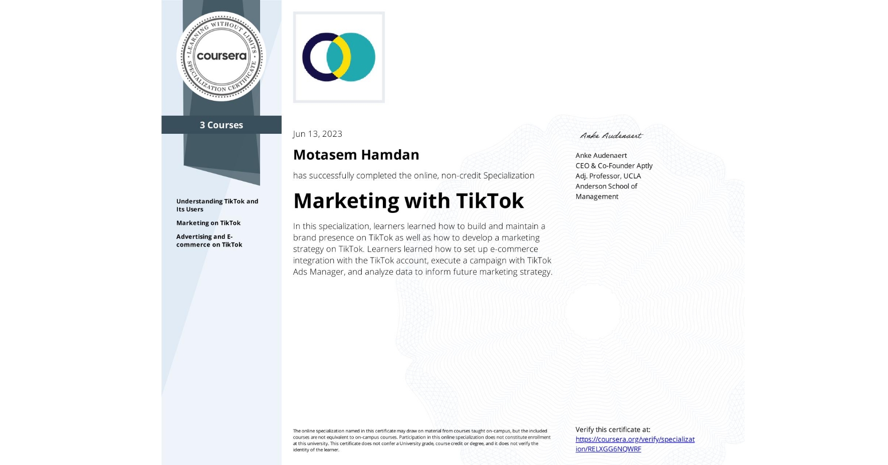 Marketing with TikTok Professional Certificate Review From Coursera