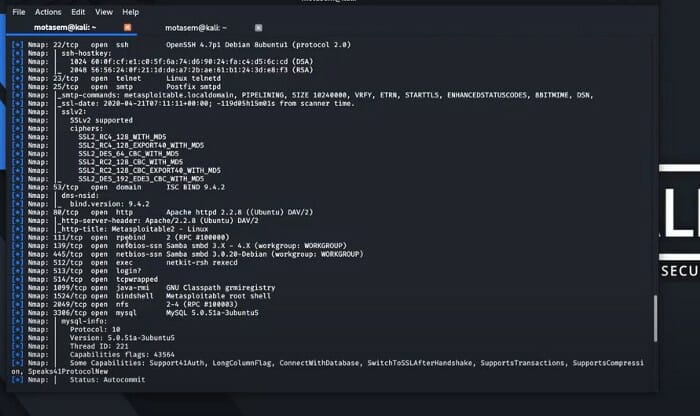 Scanning For open ports on the client machine with Metasploit